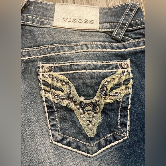 Vigoss Blue Ankle Cropped Jeans with Vintage Wash - Picture 2 of 9